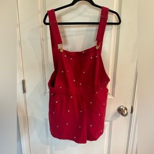NWT Cider shorts overalls red floral